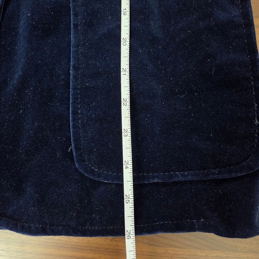 Vintage Velvet Double Breasted Blazer Peak Lapel‎ Dark Academia Navy Blue - Picture 7 of 9